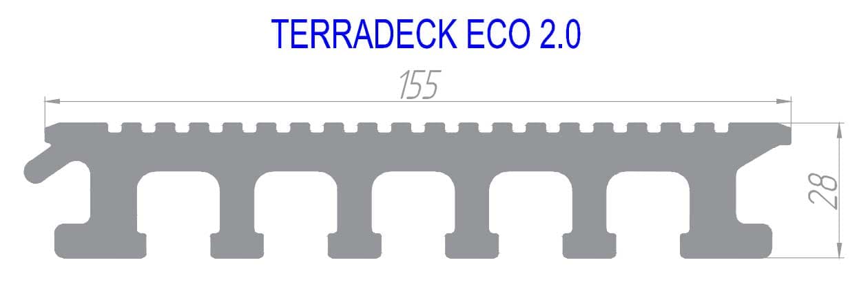 Террасная доска из ДПК полнотелая TERRADECK ECO 2.0 Натуральный