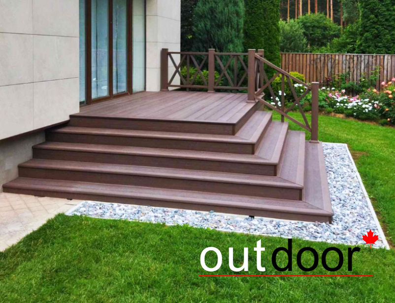 Ступень ДПК Outdoor 348*23*4000 мм полнотелая коричневая микс