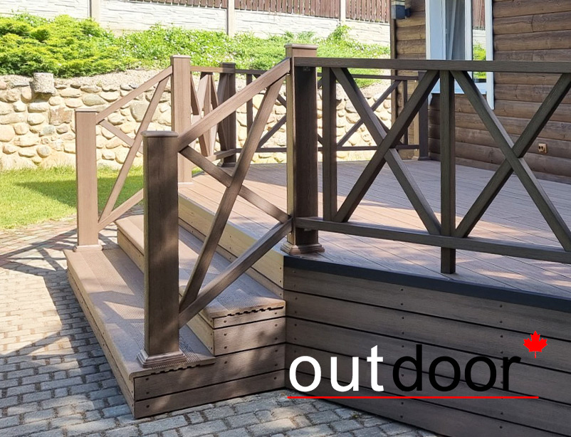 Ступень ДПК Outdoor 348*23*4000 мм полнотелая коричневая микс