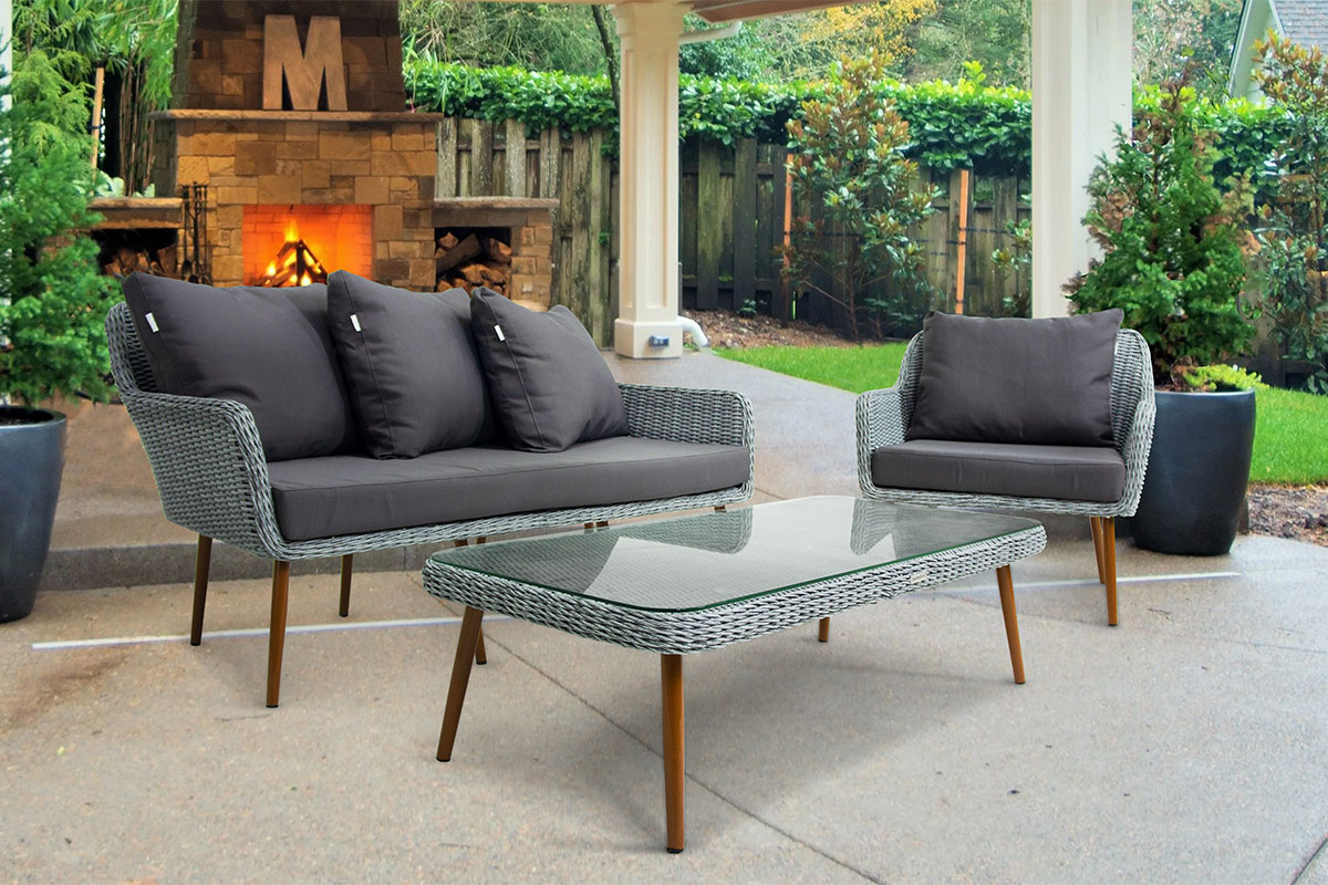 Комплект плетеной мебели MOKKA RIMINI (стол кофейный, 2 кресла, диван 3 х-местный)