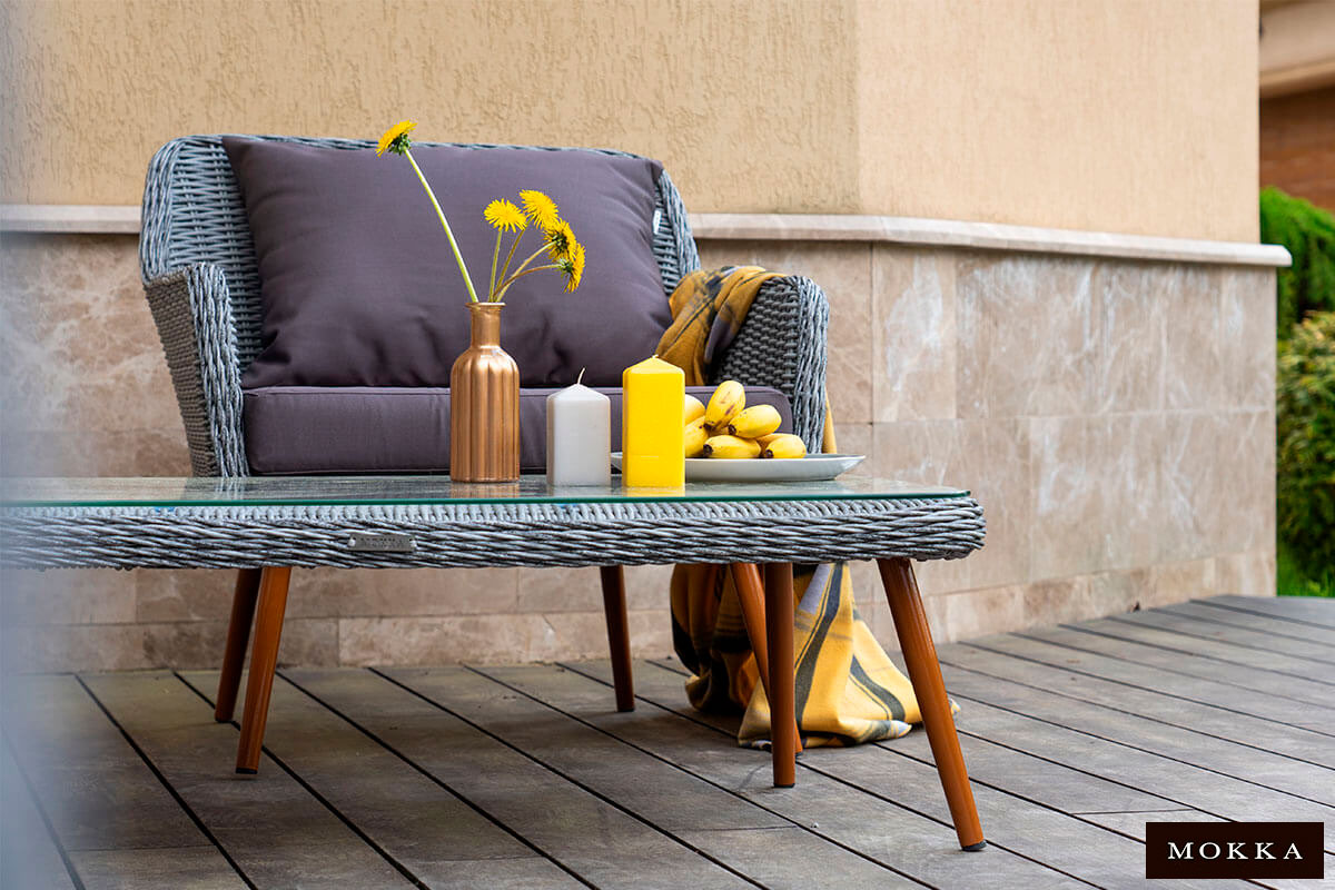 Комплект плетеной мебели MOKKA RIMINI (стол кофейный, 2 кресла, диван 3 х-местный)