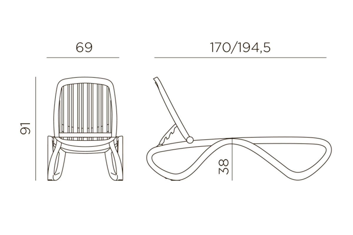 Шезлонг Nardi Tropico без подлокотников, тортора