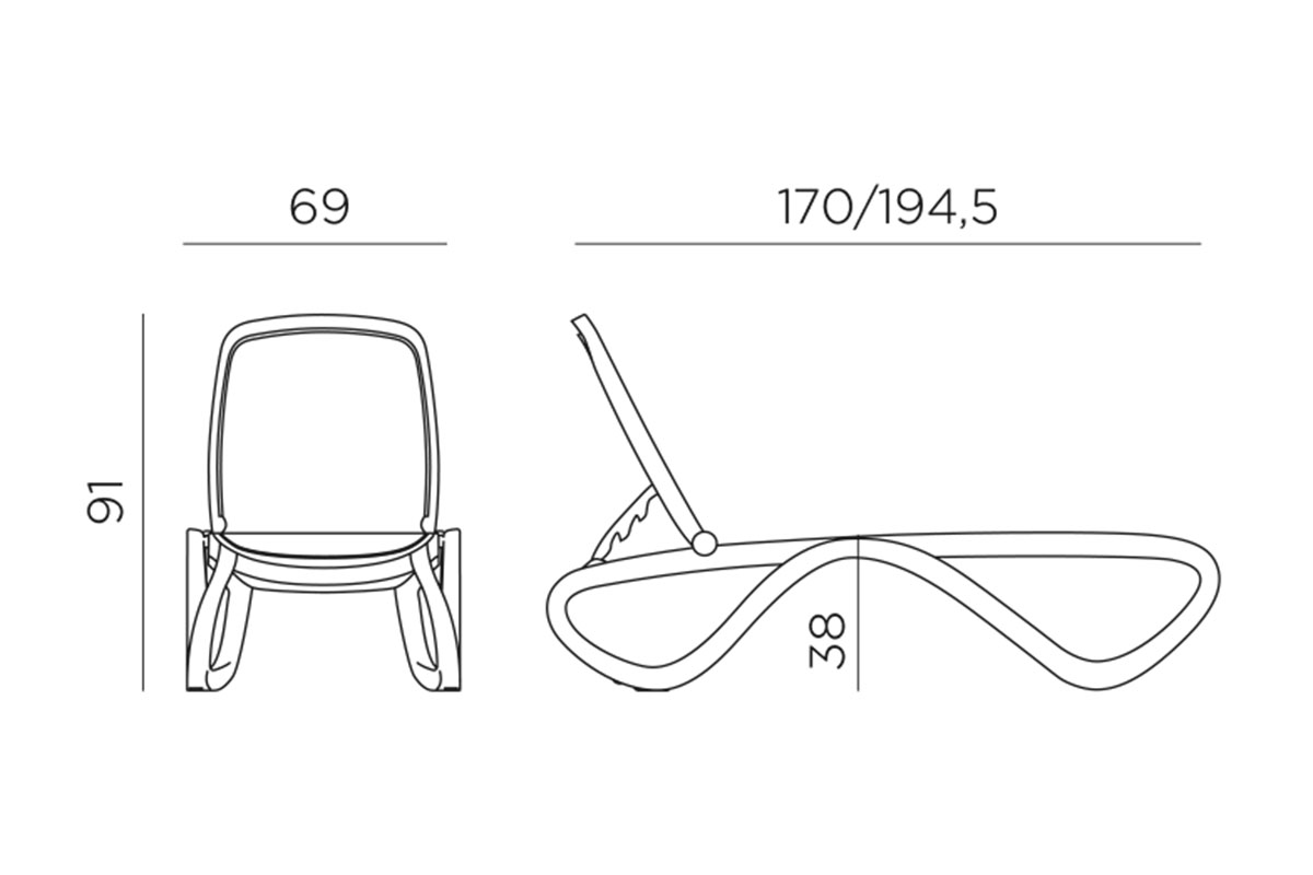 Шезлонг Nardi Omega без подлокотников, тортора