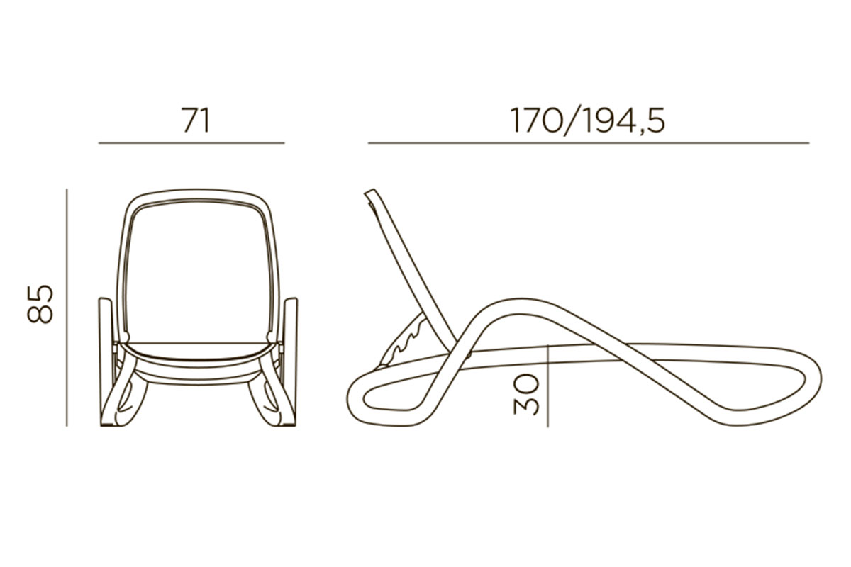 Шезлонг Nardi Alfa с подлокотниками, серый