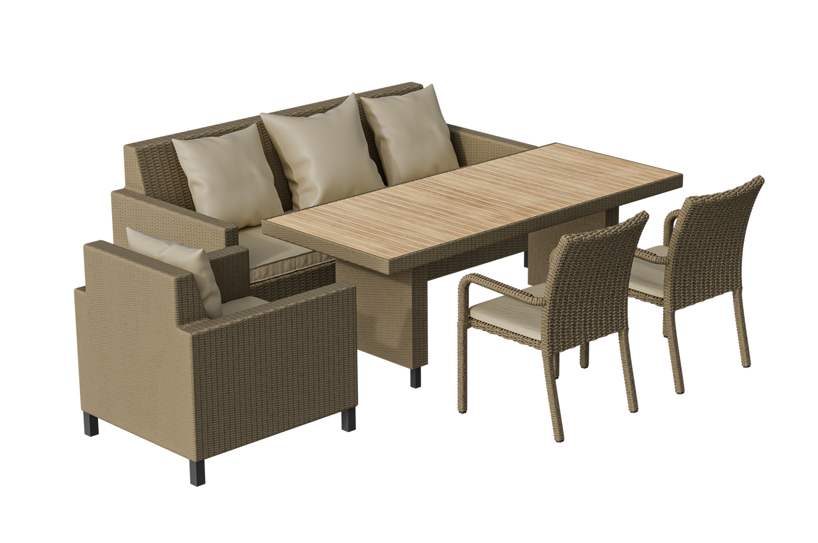 Комплект плетеной мебели MOKKA BELLA LOUNGE, соломенный