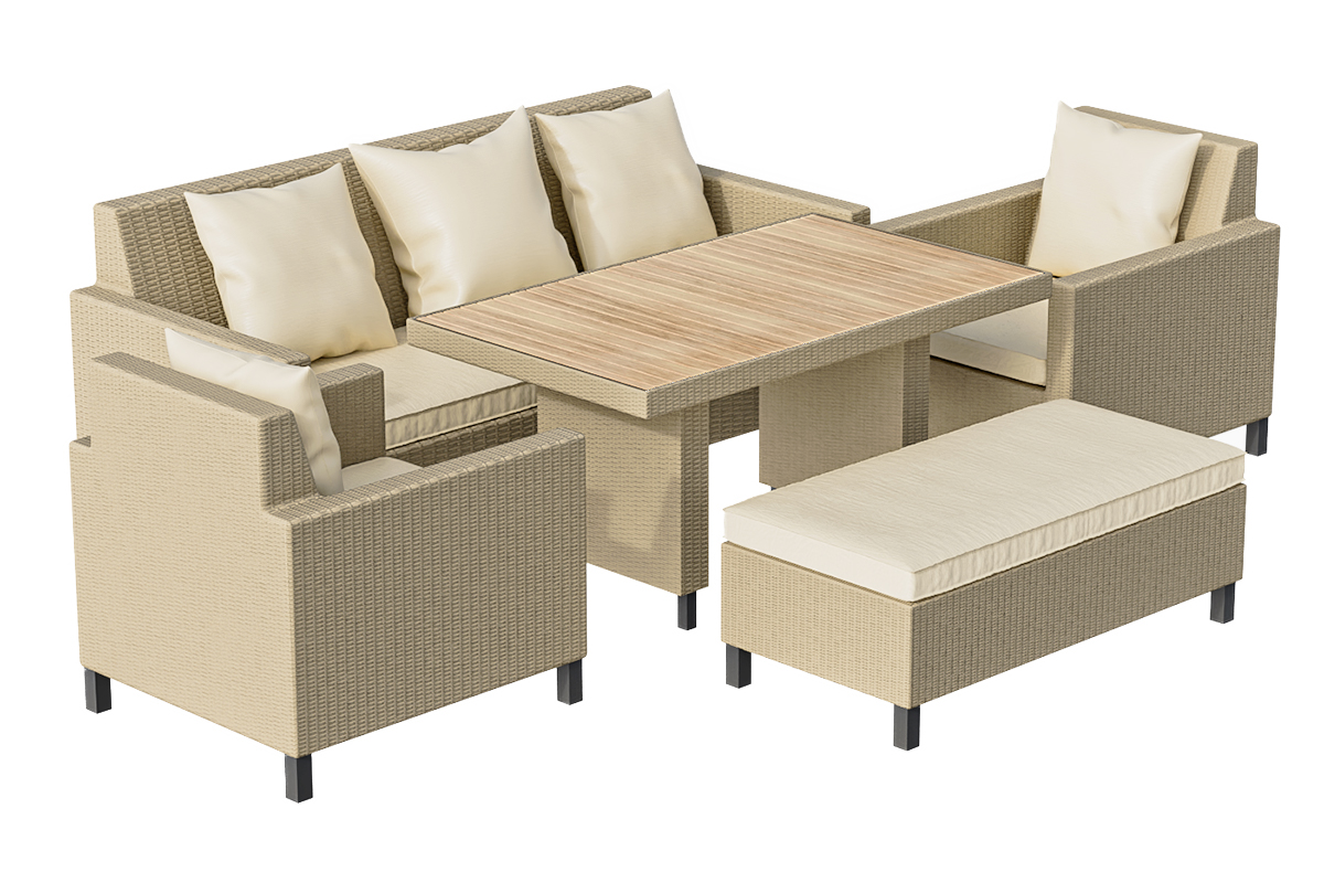 Комплект плетеной мебели MOKKA BELLA большой, соломенный