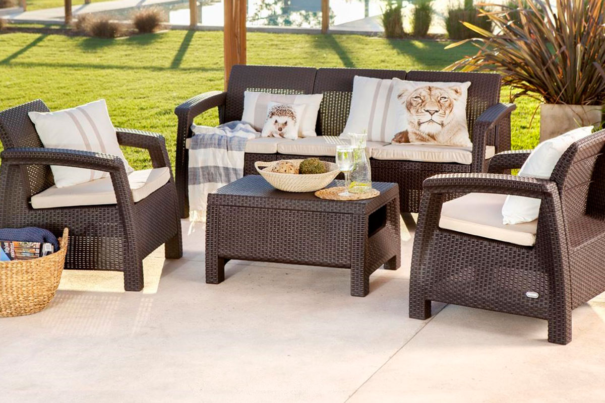 Комплект мебели Corfu Triple Set, коричневый