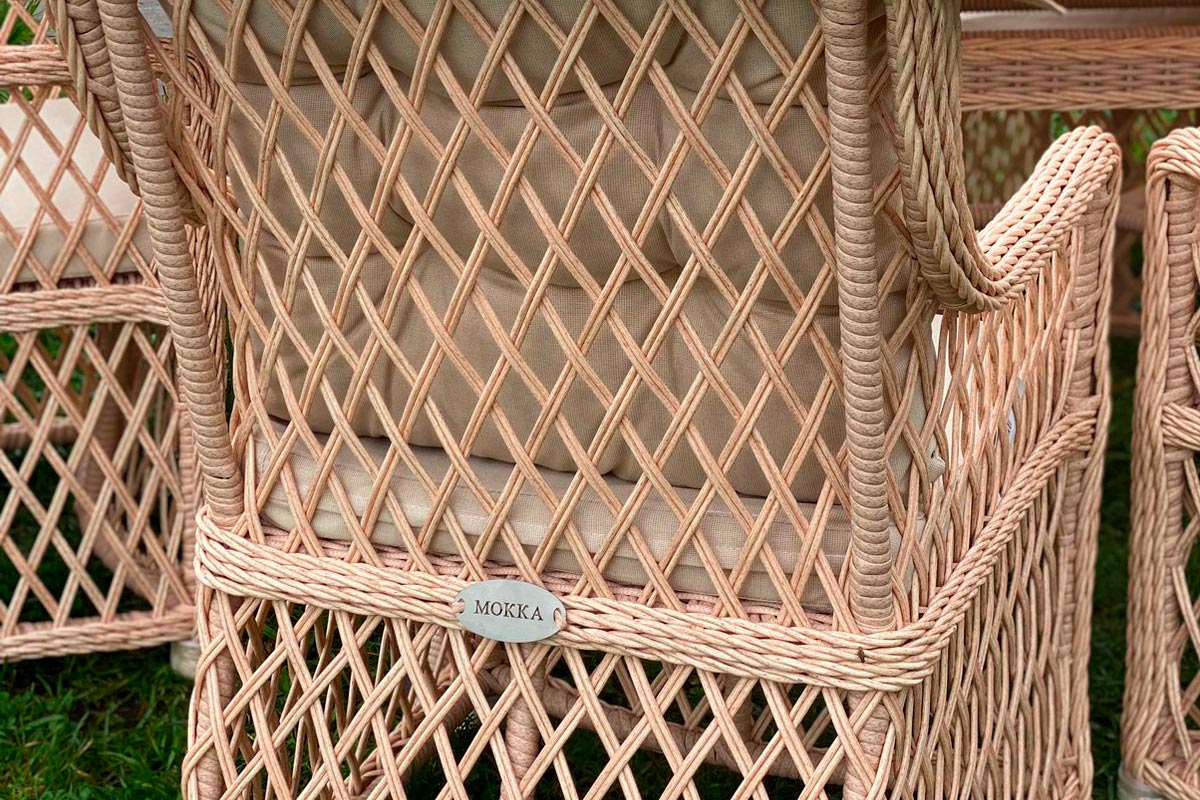 Плетеная мебель для террасы MOKKA VILLA ROSA (на 6 персон) + 12 подушек